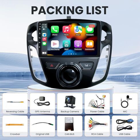 [4Core+64GB] Android 13 Car Radio for Ford Focus 2012–2018: Upgrade 5GWIFI Touchscreen Replacement Stereo, CarPlay Android Auto, GPS Navigation Bluetooth FM SWC Backup Camera Support in Kuwait