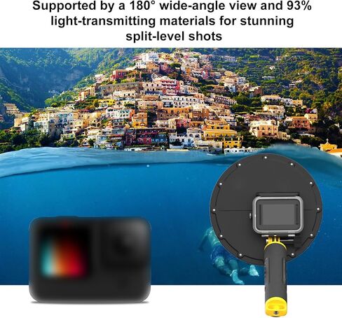 Yunseity Dome Lens Underwater Camera Housing 30M Deep Diving with Hemispherical Lens Cover for Above Below Water Shots in Kuwait