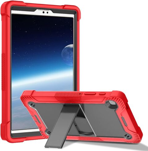 حافظة لجهاز Galaxy Tab A7 Lite مقاس 8.7 بوصة لعام 2021 SM-T220 / T225 حافظة حماية هجينة مقاومة للصدمات عالية التأثير مع حامل مدمج (أحمر + أسود) in Kuwait