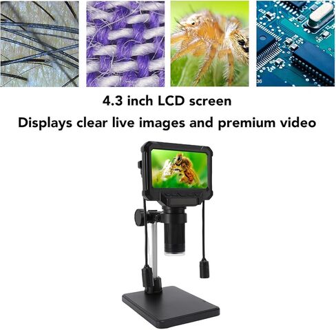 مجهر رقمي Cuifati 4.3 بوصة مع شاشة LCD 4.3 بوصة، 1 ميجابكسل 1080 بكسل، 8 مصابيح LED قابلة للتعديل، لعرض لوحة الدائرة الكهربائية لعرض الكمبيوتر in Kuwait