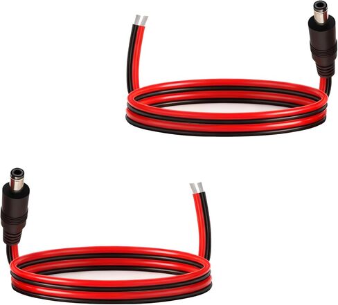 1.6FT 14AWG DC كابل الطاقة 5.5 مم × 2.5 مم موصل ذكر سلك فرعي معلب مسبقًا، كابل تمديد DC 5525 موصل لأضواء الشريط LED وكاميرات المراقبة CCTV وطابعات ثلاثية الأبعاد والألواح الشمسية ومشاريع DIY in Kuwait