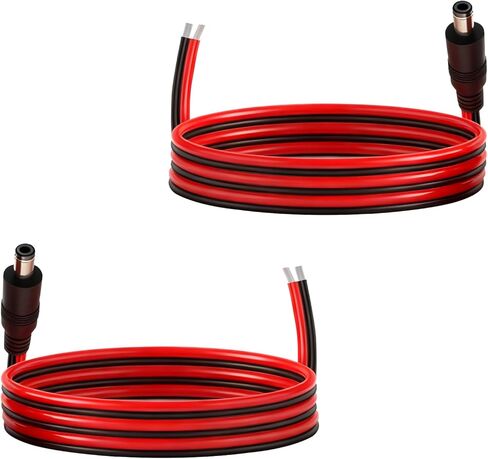 1.6FT 14AWG DC كابل الطاقة 5.5 مم × 2.5 مم موصل ذكر سلك فرعي معلب مسبقًا، كابل تمديد DC 5525 موصل لأضواء الشريط LED وكاميرات المراقبة CCTV وطابعات ثلاثية الأبعاد والألواح الشمسية ومشاريع DIY in Kuwait