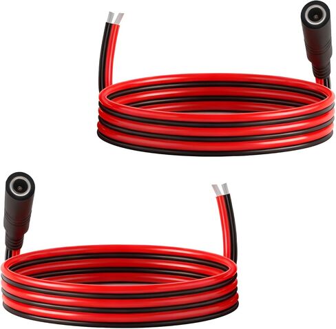 1.6FT 14AWG DC كابل الطاقة 5.5 مم × 2.5 مم موصل ذكر سلك فرعي معلب مسبقًا، كابل تمديد DC 5525 موصل لأضواء الشريط LED وكاميرات المراقبة CCTV وطابعات ثلاثية الأبعاد والألواح الشمسية ومشاريع DIY in Kuwait