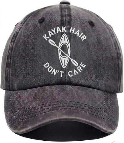 Kayak Hair Don’t Care Hat for Women - Adjustable Funny Kayaking Gift Baseball Cap Outdoor Boating Fishing Paddle Sports Accessories Gray in Kuwait