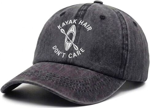 Kayak Hair Don’t Care Hat for Women - Adjustable Funny Kayaking Gift Baseball Cap Outdoor Boating Fishing Paddle Sports Accessories Gray in Kuwait
