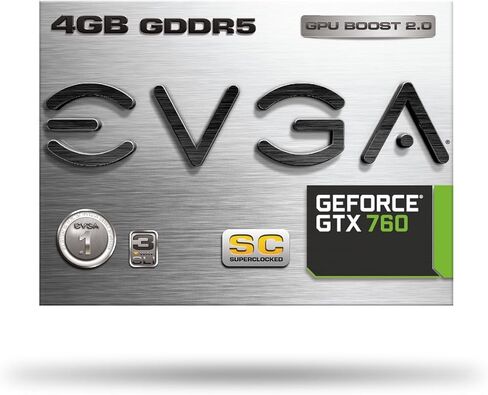 بطاقة رسومات EVGA GeForce GTX 760 SC 4 جيجابايت DisplayPort HDMI DVI-I/DVI-D مع مبرد ACX 04G-P4-2768-KR (متجددة) in Kuwait