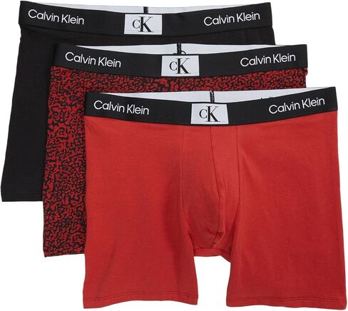 Calvin Klein 1996 Cotton Boxer Brief 3-Pack White/Authentic Grey/Tiger Print/Island Green M (32"-34") in Saudi Arabia