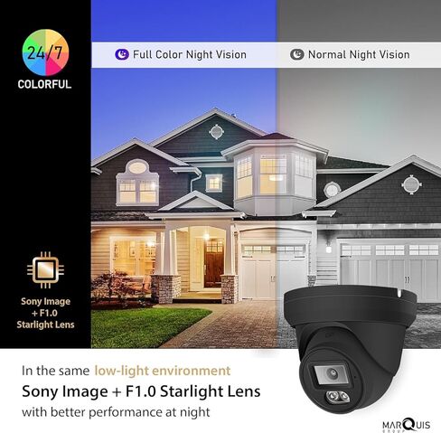 كاميرا Marquis 8MP PoE IP Turret Dome مع صوت، كاميرا أمان IP خارجية، مقاومة للماء IP66، زاوية واسعة 108 درجة عدسة 2.8 مم متوافقة مع NDAA (لون ليلي) غلاف أسود in Kuwait