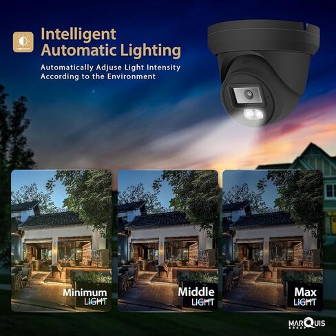 كاميرا Marquis 8MP PoE IP Turret Dome مع صوت، كاميرا أمان IP خارجية، مقاومة للماء IP66، زاوية واسعة 108 درجة عدسة 2.8 مم متوافقة مع NDAA (لون ليلي) غلاف أسود in Kuwait