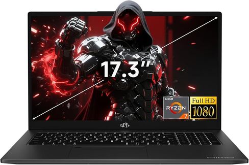 NIMO Light-Gaming-Laptop, 17.3" FHD Computer with AMD 8-Core R7 7735HS 32GB DDR5 RAM 1TB SSD (Up to 4.75GHz, Beat i7-12650H) Radeon 680M GPU 100W Type-C 180° View for Business and School, 2Y Warranty in Kuwait