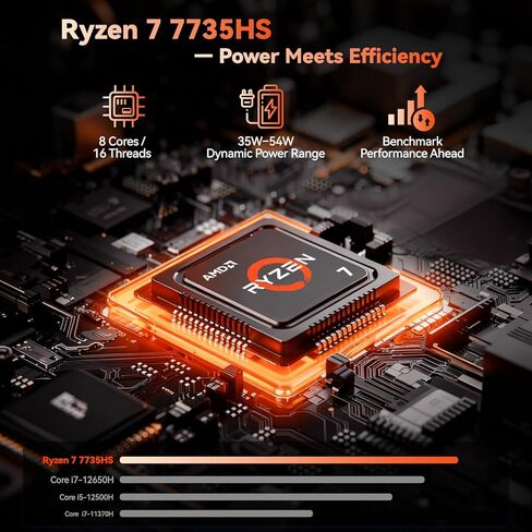 NIMO Light-Gaming-Laptop, 17.3" FHD Computer with AMD 8-Core R7 7735HS 32GB DDR5 RAM 1TB SSD (Up to 4.75GHz, Beat i7-12650H) Radeon 680M GPU 100W Type-C 180° View for Business and School, 2Y Warranty in Kuwait
