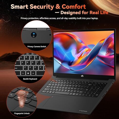 NIMO Light-Gaming-Laptop, 17.3" FHD Computer with AMD 8-Core R7 7735HS 32GB DDR5 RAM 1TB SSD (Up to 4.75GHz, Beat i7-12650H) Radeon 680M GPU 100W Type-C 180° View for Business and School, 2Y Warranty in Kuwait