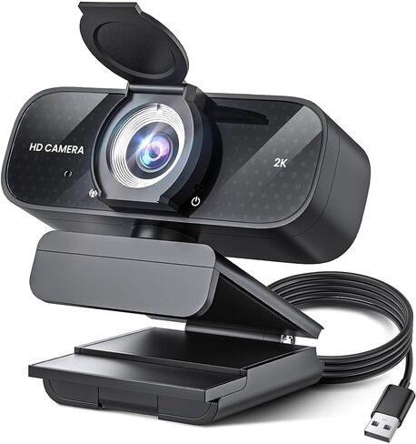 TRAUSI 2K Camera with Auto Light Correction and Noise-Canceling Mic,USB Camera for Zoom Solid Black in Kuwait