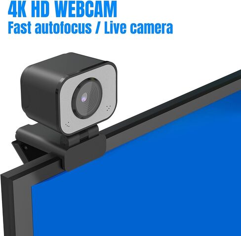 كاميرا ويب Diyeeni 4K، كاميرا كمبيوتر USB تعمل على تعويض الإضاءة المنخفضة وإلغاء الضوضاء، كاميرا ويب للتوصيل والتشغيل مع ميكروفون لمؤتمرات الفيديو على الكمبيوتر المكتبي والكمبيوتر المحمول in Kuwait