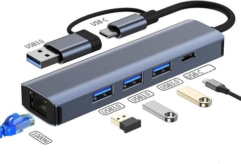 Professional USB-C to Gigabit Ethernet Adapter - Aluminum 1000Mbps Network Solution for Work - 100 Gigabyte Silver in Kuwait