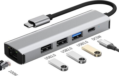 محول USB-C عالي الأداء إلى Gigabit Ethernet - وصلة شبكة من الألومنيوم بسرعة 1000 ميجابت في الثانية للمحترفين - 100 جيجابايت فضي in Kuwait