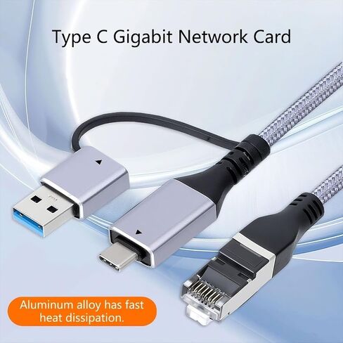 محول USB-C احترافي إلى Gigabit Ethernet - موصل شبكة من الألومنيوم بسرعة 1000 ميجابت في الثانية - 2 متر in Kuwait