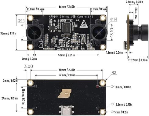 Zopsc 2MP Dual Lens Camera Module, Stereo USB Camera Module with USB 2.0 Port, for Robotics Machine 3D Imaging in Kuwait