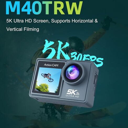 Zopsc 5K Action Camera, 5K Ultra HD Dual Screen 170 Degree Wide Angle WiFi Action Camera with 30M Underwater Case for Cycling Swimming Diving Motorcycle Travel in Kuwait