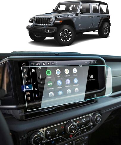 لـ 2026 Jeep Wrangler Screen Protector -2024 2026 Wrangler Accessories (Sport/Sport S/Willys/Sahara/Rubicon/Rubicon X) زجاج مقسى 9H شاشة لمس ملاحة 12.3 بوصة مضادة للخدش وحساسية عالية in Kuwait