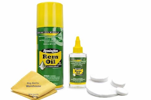 REM Oil Spray Gun Aerosol Cleaning Lubricant, 10 Oz + Oil Bottle (2-Ounce) Green + 50 pc Cleaner Patches + 1 PC Microfiber Cloth in Kuwait