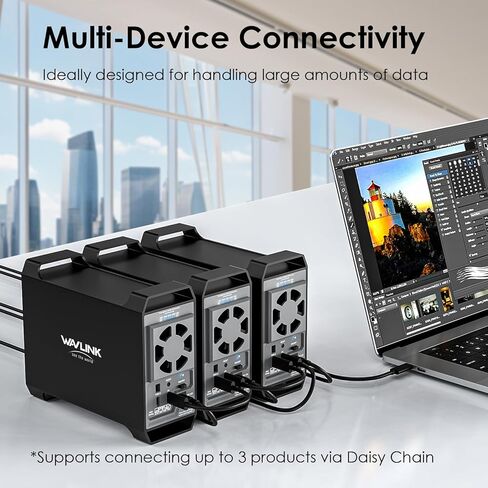 WAVLINK 2-Bay Hard Disk Enclosure for 3.5" and 2.5'' SATA HDD/SSD Featuring 10Gbps USB C 3.2, Support 44TB Capacity, Built-in Cooling Fans, 4 RAID Modes(RAID Normal/LARGE/1/0), Aluminum Alloy Shell in Kuwait