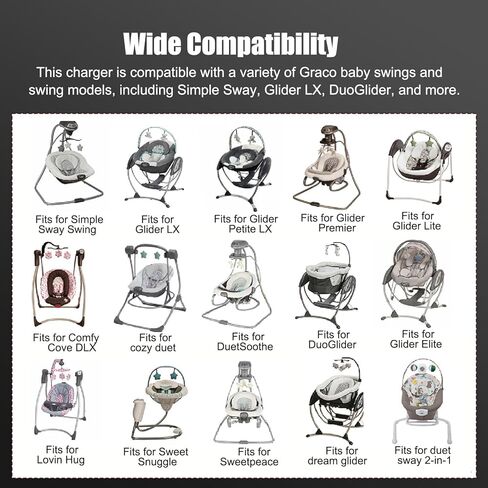 Power Cord Replacement for Baby Swing 5V Charger, Compatible with Graco DuetSoothe, Simple Sway, Glider LX, DuoGlider, Sweetpeace & More | 6.6 ft AC Adapter, White in Kuwait