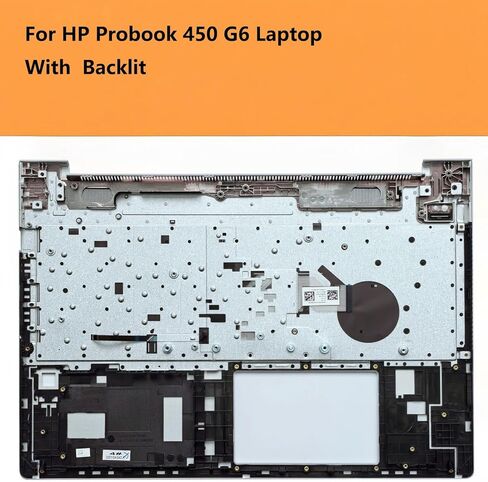 L45090-001 مسند راحة اليد العلوي البديل مع لوحة مفاتيح بإضاءة خلفية لجهاز HP Probook 450 G6/G7، سلسلة 455 G6/G7، غطاء علوي فضي in Kuwait