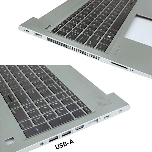L45090-001 مسند راحة اليد العلوي البديل مع لوحة مفاتيح بإضاءة خلفية لجهاز HP Probook 450 G6/G7، سلسلة 455 G6/G7، غطاء علوي فضي in Kuwait