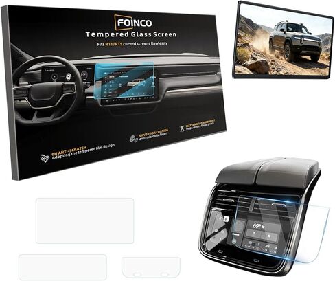 Tempered Glass Screen Protector 3-Pack, Compatible with Rivian R1T & R1S (Gen1, Gen2) 2022-2026 | 15.6'' Navigation, 12.3'' Digital & 6.5'' Rear Touch Displays | 9H Hardness, Matte Anti-Glare & Anti-Fingerprint (Glossy) in Kuwait