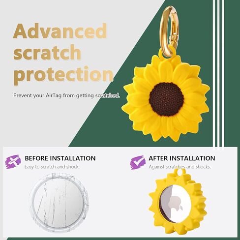Compatible with Apple AirTag Case for AirTag Keychain,Airtag Holder,Protective Air Tag Holder, Portable Keyring Cover (Sunflower) in Saudi Arabia