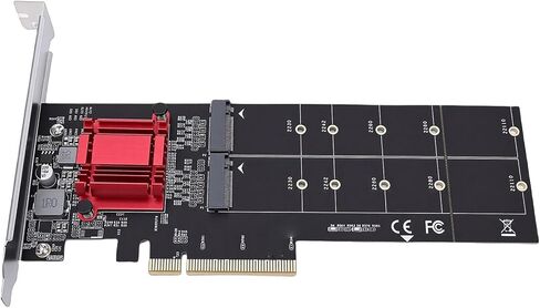 محول NVMe مزدوج إلى PCIe، بطاقة توسيع 2 Port M.2 NVMe SSD PCIe 3.1 X4 مع مجموعة شرائح ASM1812، اللوحة الأم للكمبيوتر المكتبي 2230 2242 2260 2280 22110 in Kuwait