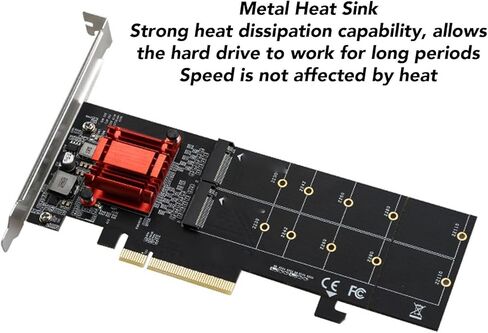 محول NVMe مزدوج إلى PCIe، بطاقة توسيع 2 Port M.2 NVMe SSD PCIe 3.1 X4 مع مجموعة شرائح ASM1812، اللوحة الأم للكمبيوتر المكتبي 2230 2242 2260 2280 22110 in Kuwait