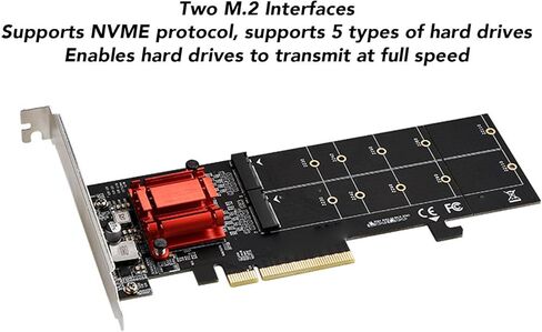 محول NVMe مزدوج إلى PCIe، بطاقة توسيع 2 Port M.2 NVMe SSD PCIe 3.1 X4 مع مجموعة شرائح ASM1812، اللوحة الأم للكمبيوتر المكتبي 2230 2242 2260 2280 22110 in Kuwait