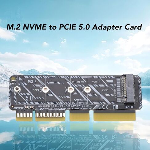 بطاقة محول M.2 SSD إلى PCIe، محول M.2 Mkey رفيع إلى PCIe 5.0 X16 لخادم 1U مع مؤشر LED مدمج، متوافق مع NVMe 2230 2242 2260 2280 SSD in Kuwait