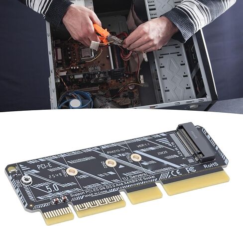 بطاقة محول M.2 SSD إلى PCIe، محول M.2 Mkey رفيع إلى PCIe 5.0 X16 لخادم 1U مع مؤشر LED مدمج، متوافق مع NVMe 2230 2242 2260 2280 SSD in Kuwait