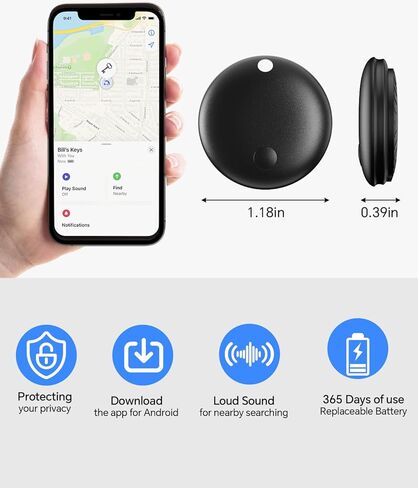 Air Tracker Tag IP67 Waterproof Bluetooth Tracker, Keychain Finder, Item Locator for Bags, Backpacks, Luggage, Wallets (Android Only Black-4) in Kuwait