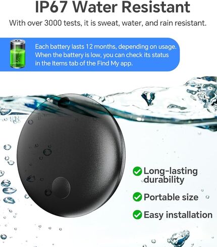 Air Tracker Tag IP67 Waterproof Bluetooth Tracker, Keychain Finder, Item Locator for Bags, Backpacks, Luggage, Wallets (Android Only Black-4) in Kuwait