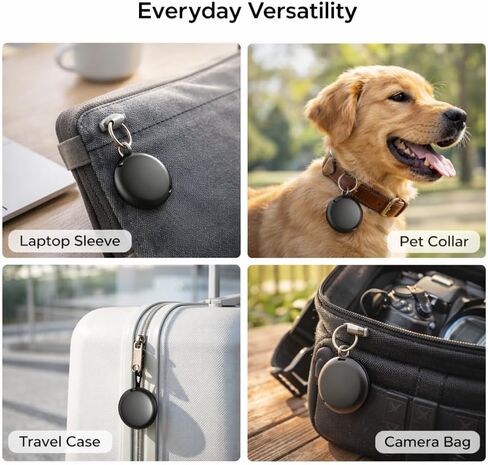 Air Bluetooth Tracker Tags – 4 Pack, Item Finder for Keys Wallet Luggage, Key Finder Locator with Loud Sound, Smart Wallet Tracker Compatible with Find My Network (iOS Only), Waterproof Black in Kuwait