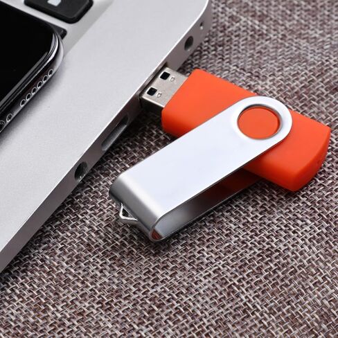 محرك أقراص فلاش USB سعة 16 جيجابايت مع محول من النوع C وحبل، محرك أقراص USB 2.0 معدني عالي السرعة قابل للدوران 360 درجة للهاتف/الوسادة/الكمبيوتر الشخصي/الكمبيوتر المحمول - (برتقالي 16 جيجابايت) in Kuwait
