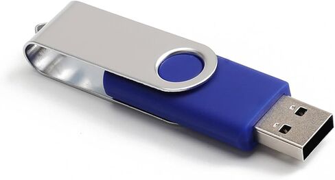محرك أقراص فلاش USB سعة 32 جيجابايت مع محول من النوع C وحبل، محرك أقراص USB 2.0 معدني عالي السرعة قابل للدوران 360 درجة للهاتف/الوسادة/الكمبيوتر الشخصي/الكمبيوتر المحمول - (أزرق 32 جيجابايت) in Kuwait