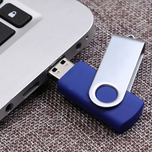 محرك أقراص فلاش USB سعة 32 جيجابايت مع محول من النوع C وحبل، محرك أقراص USB 2.0 معدني عالي السرعة قابل للدوران 360 درجة للهاتف/الوسادة/الكمبيوتر الشخصي/الكمبيوتر المحمول - (أزرق 32 جيجابايت) in Kuwait