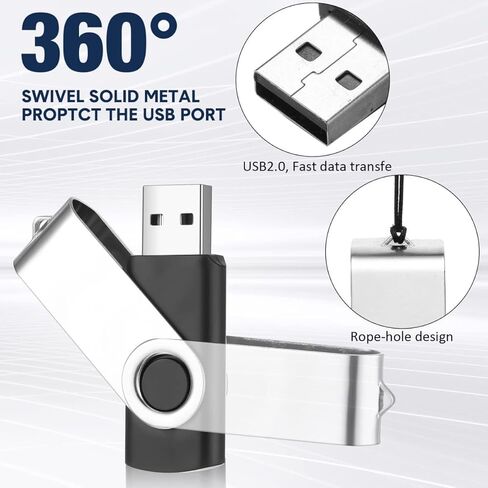محرك أقراص فلاش USB سعة 32 جيجابايت مع محول من النوع C وحبل، محرك أقراص USB 2.0 معدني عالي السرعة قابل للدوران 360 درجة للهاتف/الوسادة/الكمبيوتر الشخصي/الكمبيوتر المحمول - (أزرق 32 جيجابايت) in Kuwait