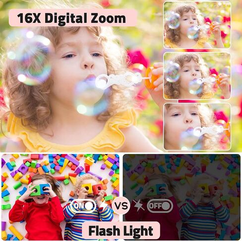 Digital Camera, FHD 1080P Compact Camera with 32GB Card，48MP Camera 2.4'' LCD 16X Digital Zoom for Kid Student Children Teen Girl Boy(Black) in Kuwait