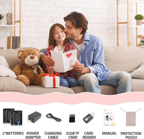 Digital Camera, FHD 1080P Compact Camera with 32GB Card，48MP Camera 2.4'' LCD 16X Digital Zoom for Kid Student Children Teen Girl Boy(Black) in Kuwait