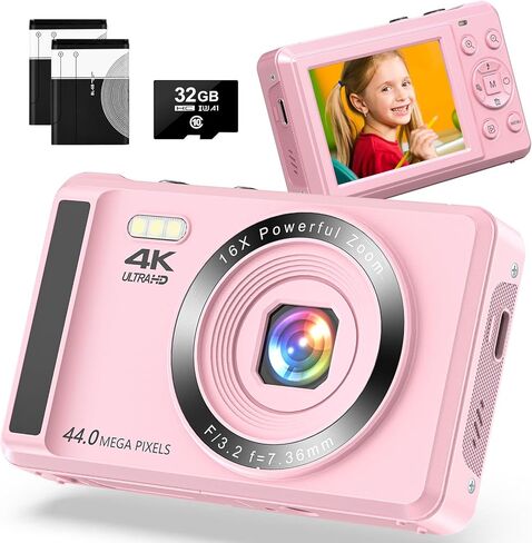 4K 44MP UHD Digital Camera 16X Zoom– Small Compact Vlogging Camera for Beginner in Kuwait