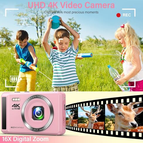 4K 44MP UHD Digital Camera 16X Zoom– Small Compact Vlogging Camera for Beginner in Kuwait
