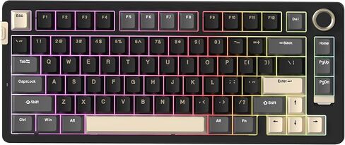 لوحة مفاتيح الألعاب الميكانيكية اللاسلكية Rosewill Neon S75، تصميم 80 مفتاحًا مع مقبض مستوى الصوت، بلوتوث / 2.4 جيجا هرتز / USB-C، مفاتيح بنية قابلة للتبديل السريع، إضاءة خلفية RGB، بطارية 6000 مللي أمبير في الساعة، نظام التشغيل Windows وmacOS، أبيض in Kuwait