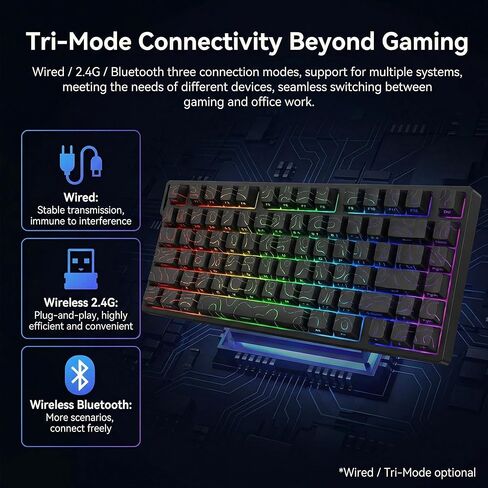 Xin-Meng Beat 75 Triple-Mode Wireless Magnetic Switch Keyboard, 75% Compact, Dual 8K Polling Rate, Hall Effect Rapid Trigger, Hot-Swappable, RGB Backlit, Gaming Keyboard, Black Contour Lines in Saudi Arabia
