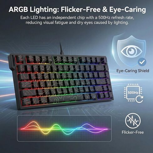 Xin-Meng Beat 75 Triple-Mode Wireless Magnetic Switch Keyboard, 75% Compact, Dual 8K Polling Rate, Hall Effect Rapid Trigger, Hot-Swappable, RGB Backlit, Gaming Keyboard, Black Contour Lines in Saudi Arabia